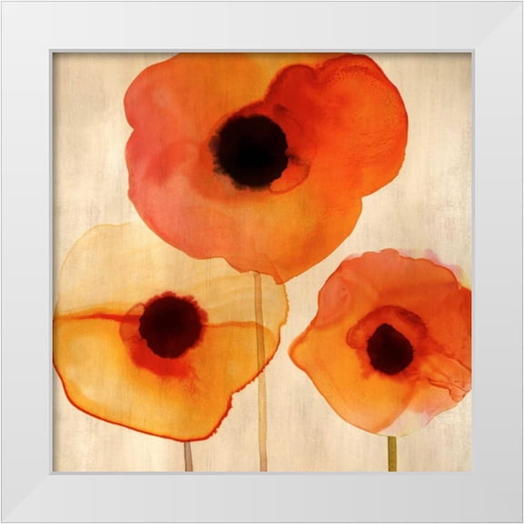 Berg, Margaret 12x12 White Modern Wood Framed Museum Art Print Titled - Orange Poppies I