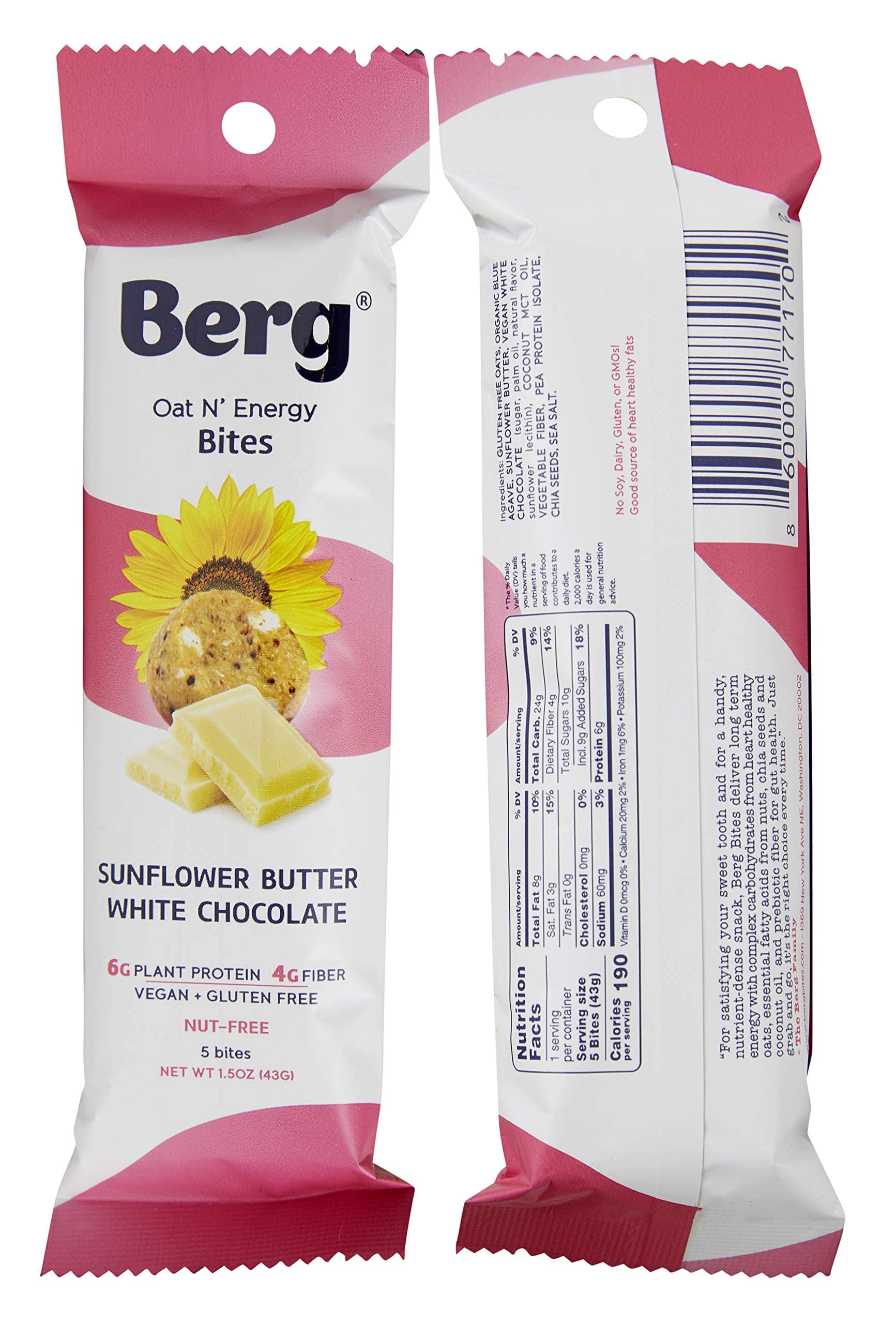 Berg Oat N' Energy STF9 Bites NonGMO, Gluten Free, Dairy Free, Soy
