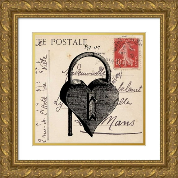 Berg, Sabine 15x15 Gold Ornate Wood Framed with Double Matting Museum Art Print Titled - Key To My Heart II