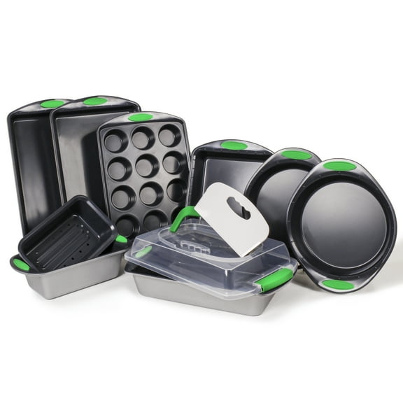 BergHOFF 11Pc Perfect Slice Bakeware Set, Silver & Green