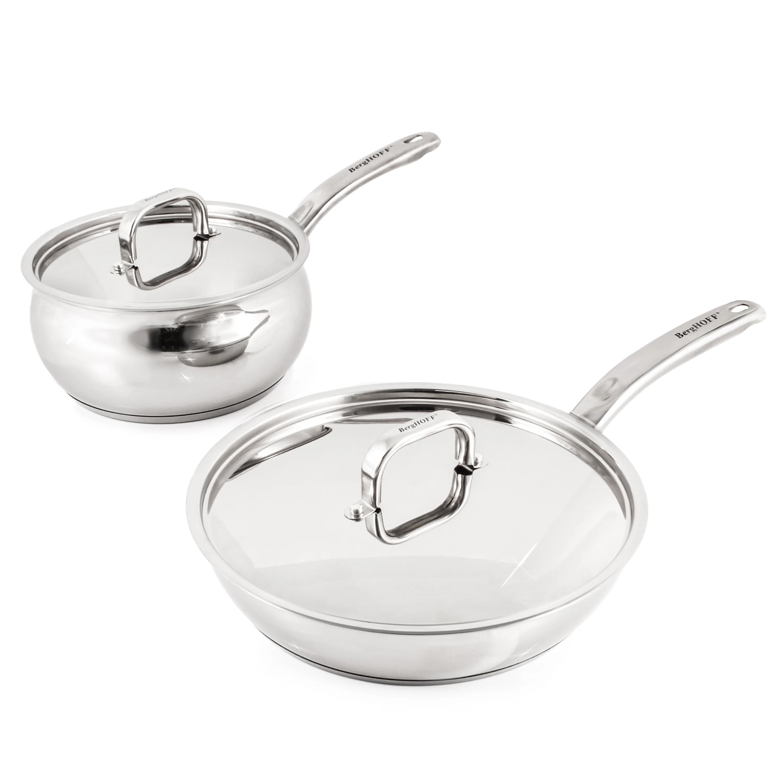 Belly Shape Stainless Steel 4-Piece Skillet and Saucepan Set