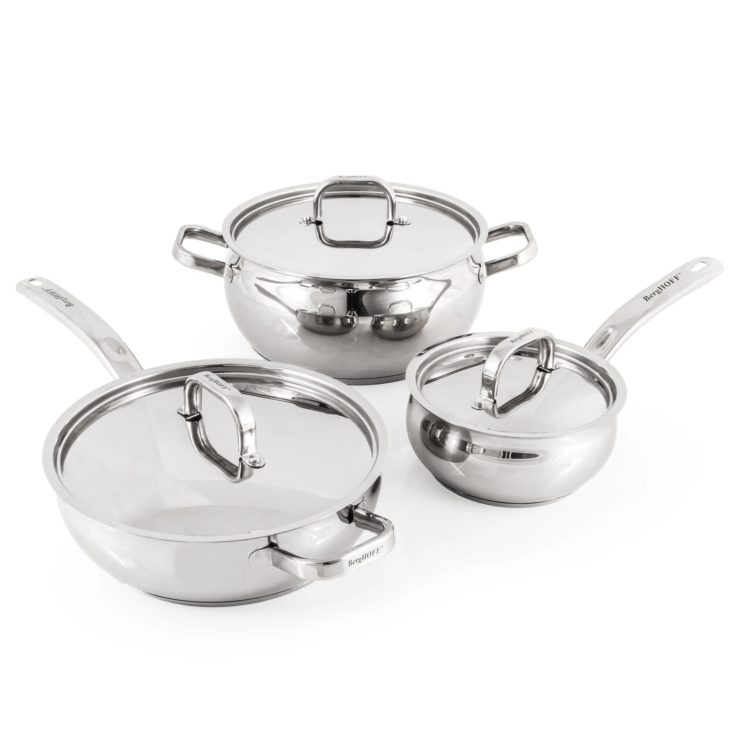 BergHOFF Belly Shape 18/10 Stainless Steel 6Pc Starter Set: Stockpot ...