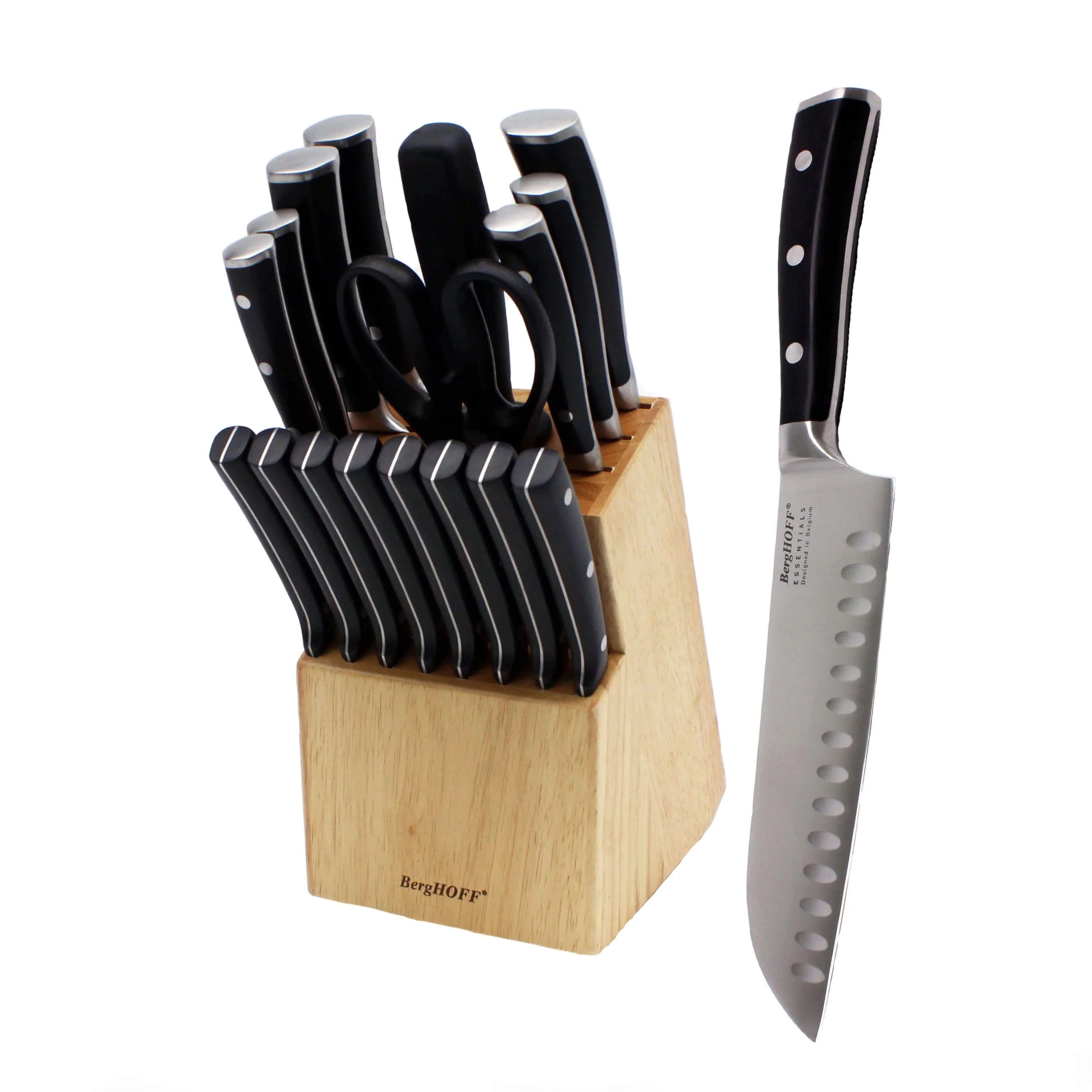 Essentials 18-Piece Stainless Steel Triple Riveted Knife Block Set