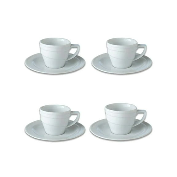 BergHOFF Essentials 3.5oz Porcelain Espresso Cup & Saucers, Set of 4