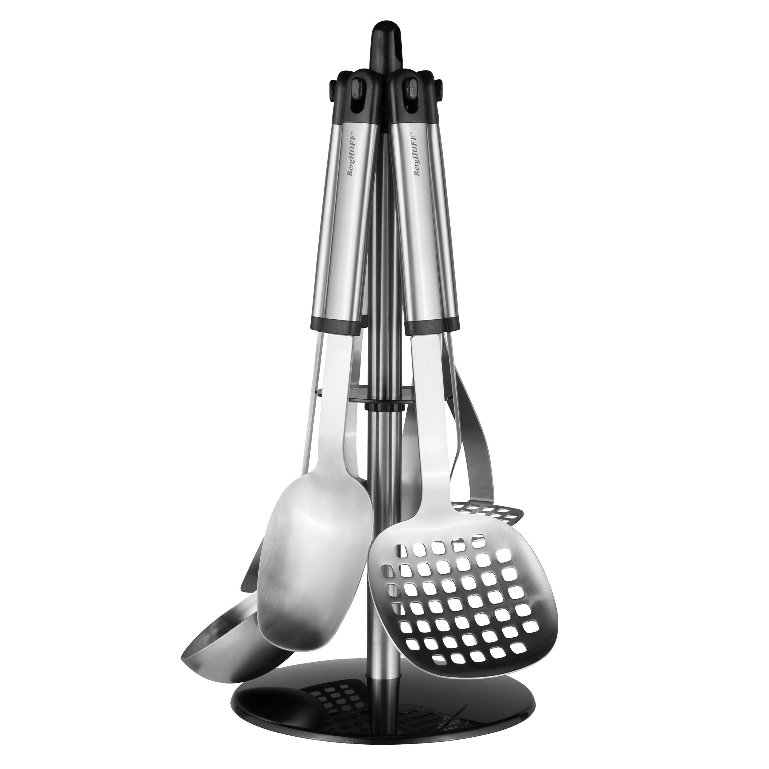 BergHOFF Essentials 8-Piece Stainless Steel Kitchen Tool Set with Racks