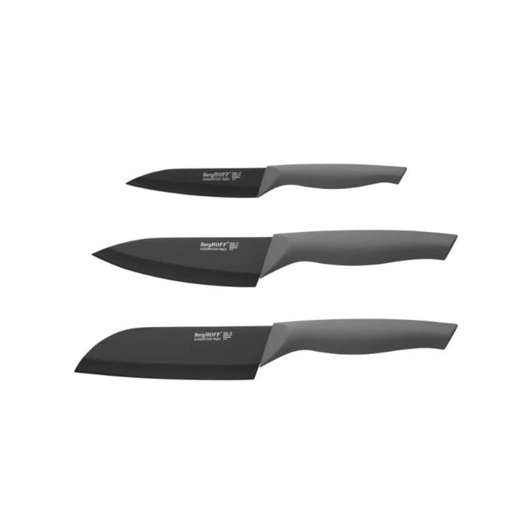 BergHOFF Essentials Ergo 3Pc Stainless Steel Knife Set with Sleeves, 4  Paring, 5 Chef & 5.5 Santoku 