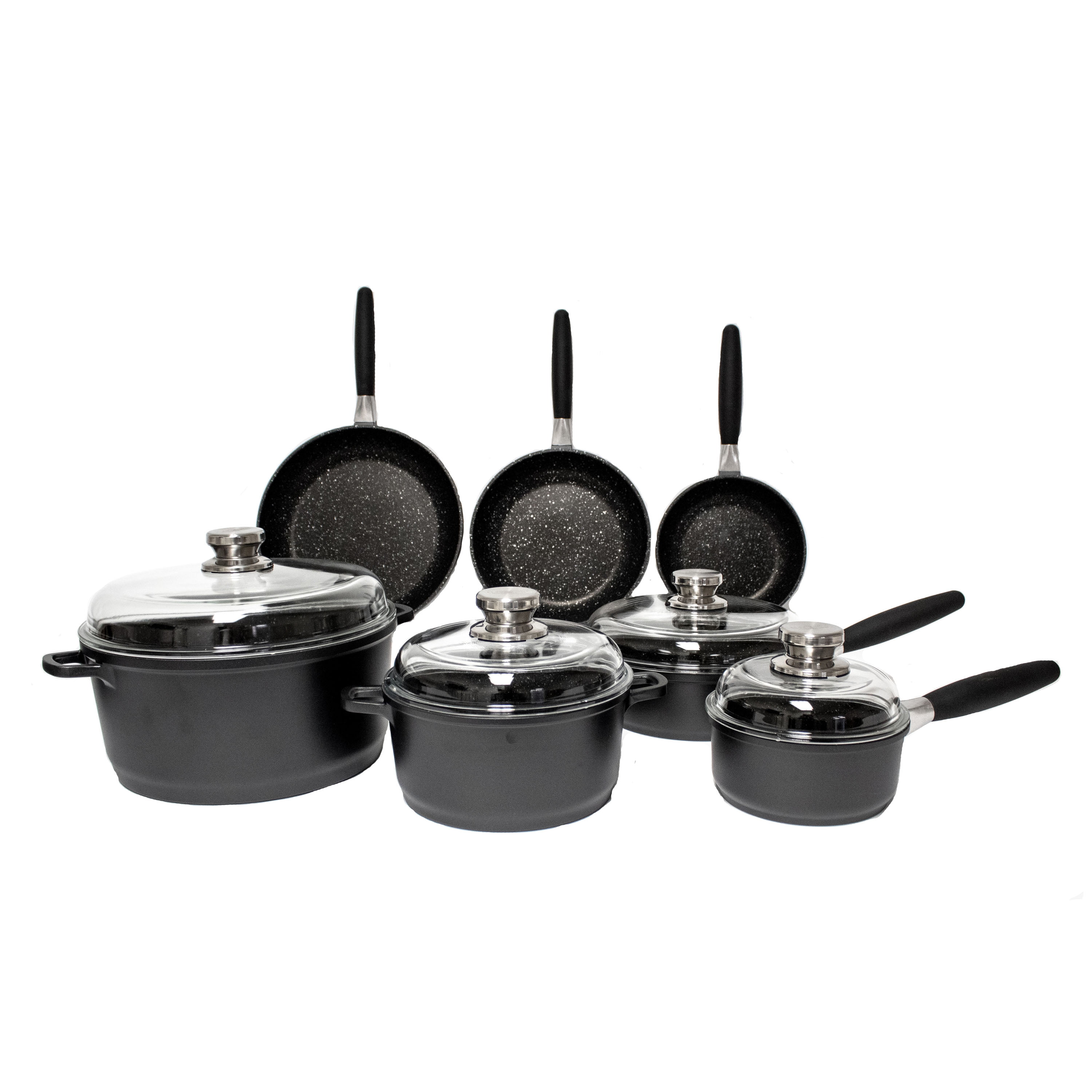 EuroCAST by BergHOFF Chef Set with 3 Lids | Ceramic and Titanium Cooking  Surface | Durable, Lightweight Cast Construction | Detachable Handle for  Oven