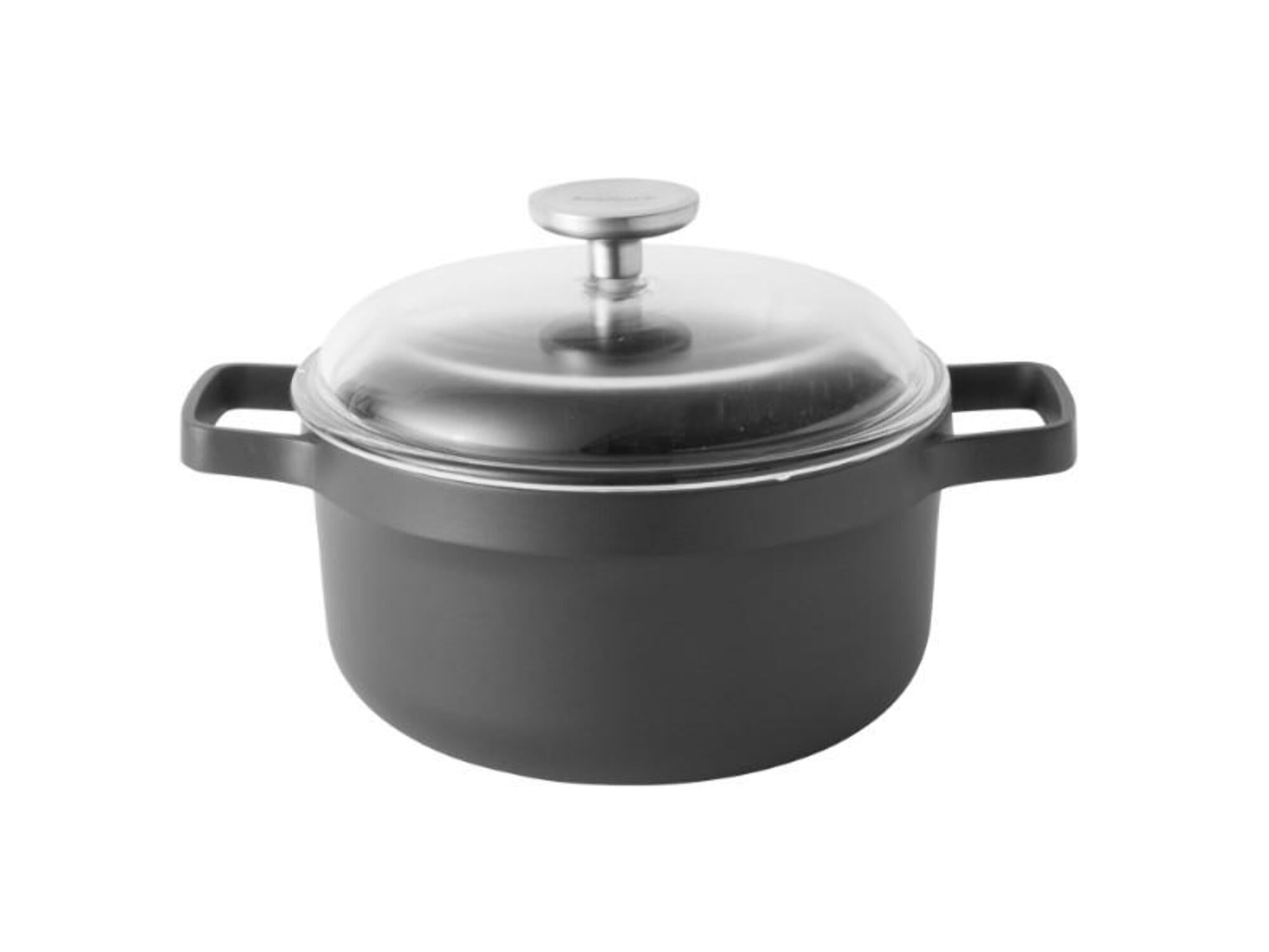 BergHOFF 5.2 Qt. Black Aluminum Non-stick Stock Pot with Glass Lid