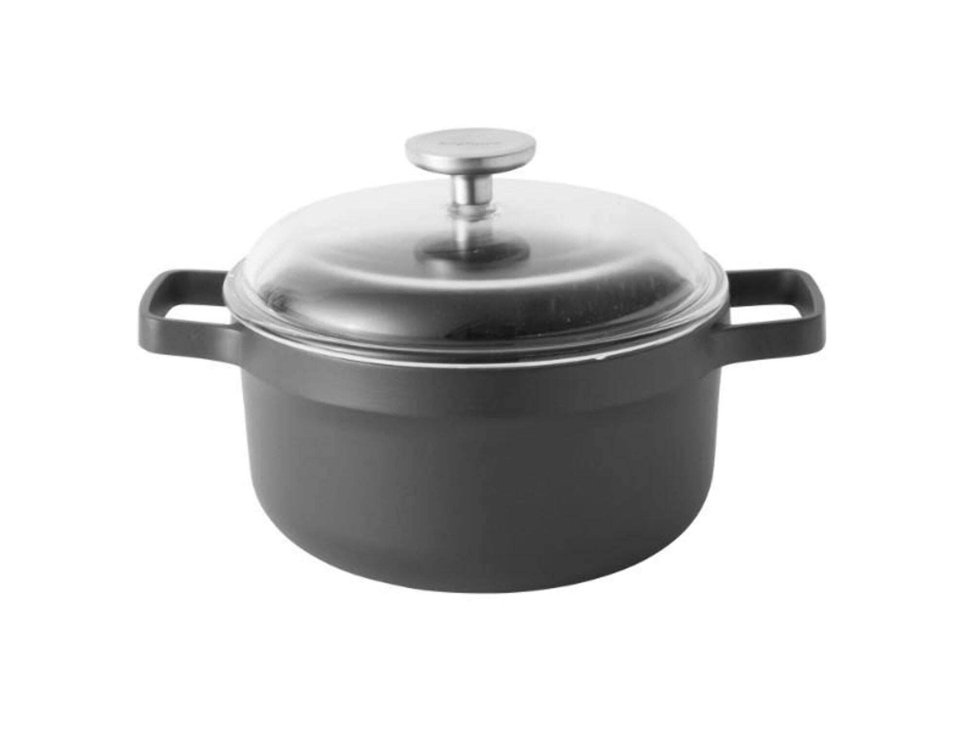 BergHOFF Black Non-Stick Aluminum Stock Pot with Glass Lid