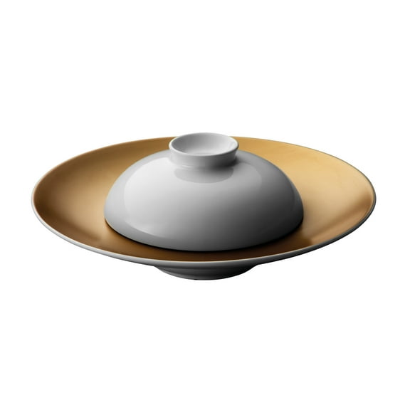 BergHOFF GEM 2pc Deep Presentation Plate And Bowl, White and Gold