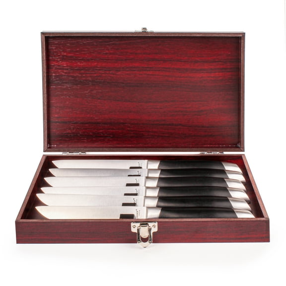 BergHOFF Geminis 7pc Stainless Steel Steak Knives with Wood Case, 4.75"
