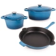 thumbnail image 1 of BergHOFF Neo 5pc Cast Iron Dutch Oven Set with 10" Fry Pan, 3qt. & 5qt., Blue, 1 of 8
