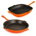 thumbnail image 1 of BergHOFF Neo 2pc Cast Iron 10" Fry Pan & 11" Grill Pan Cookware Set, Orange, 1 of 8