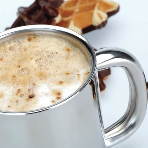 Silver 12oz Stainless Steel Double Walled Coffee Mugs, Set of 2