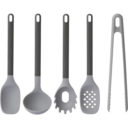BergHOFF LEO 5Pc Cooking Utensil Set, Heat-resistant Silicone, Soft-touch Safe Grip Handle