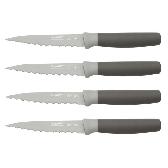 BergHOFF Leo 4.5" Stainless Steel Steak Knives, Set of 4, Gray