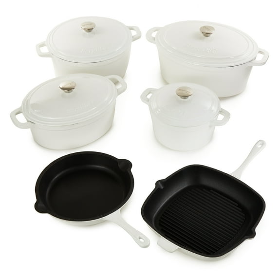 BergHOFF Neo 10pc Cast Iron Cookware Set, White