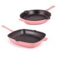 thumbnail image 1 of BergHOFF Neo 2pc Cast Iron 10" Fry Pan & 11" Grill Pan Cookware Set, Pink, 1 of 8