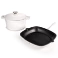 thumbnail image 1 of BergHOFF Neo 3pc Cast Iron Cookware Set, Grill Pan & Round Dutch Oven, White, 1 of 9