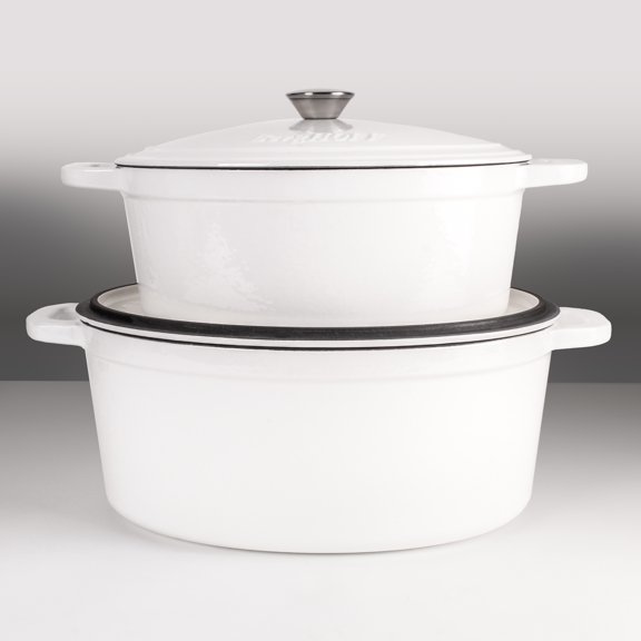 BergHOFF Neo 4pc Cast Iron Cookware Set, 5qt. & 8qt., White