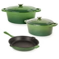 thumbnail image 1 of BergHOFF Neo 5pc Cast Iron Oval Dutch Oven Set with 10" Fry Pan, 5qt. & 8qt., Green, 1 of 5
