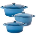 thumbnail image 1 of BergHOFF Neo 6pc Cast Iron Dutch Oven Cookware Set with Lids, Blue, 1 of 10