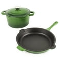 thumbnail image 1 of BergHOFF Neo 3pc Cast Iron Cookware Set, Fry Pan & Round Dutch Oven, Green, 1 of 7
