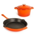 thumbnail image 1 of BergHOFF Neo 3pc Cast Iron Cookware Set, Fry Pan & Round Dutch Oven, Orange, 1 of 7