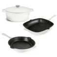 thumbnail image 1 of BergHOFF Neo 4pc Cast Iron Cookware Set, Grill Pan, Fry Pan & Oval Dutch Oven, White, 1 of 7