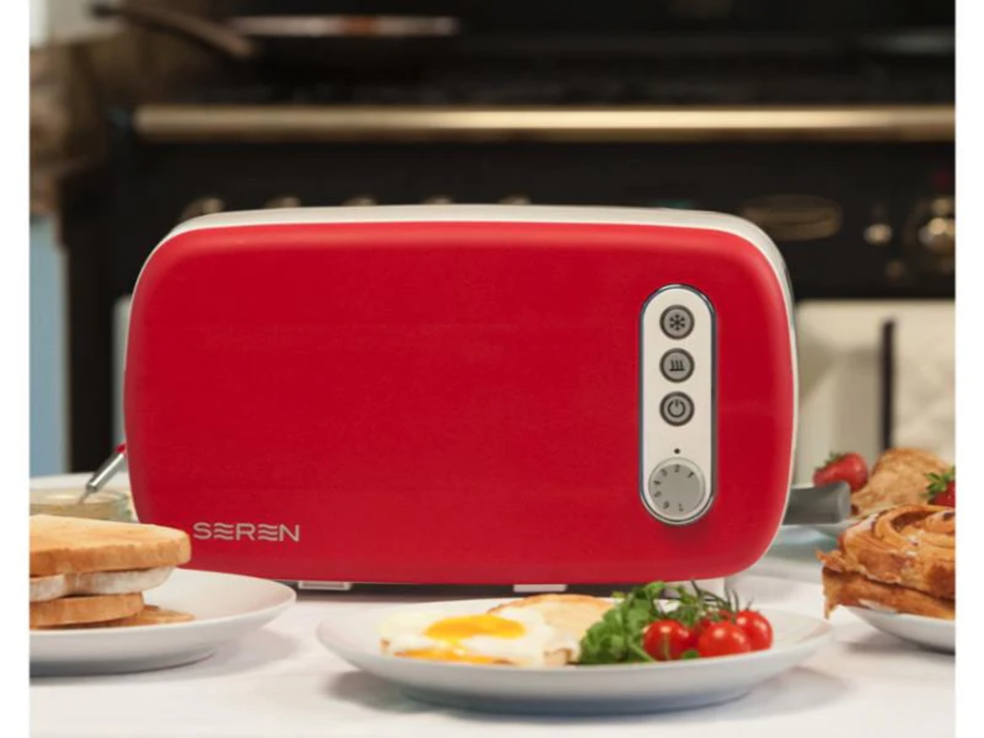 Seren Red Stainless Steel 6-Slice Long Slot Toaster
