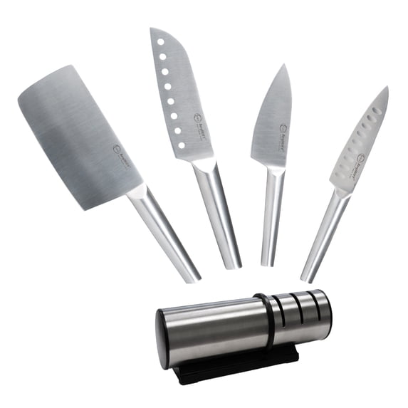 BergHOFF Straight 5Pc Stainless Steel Specialty Knife Set with 3-in-1 Sharpener