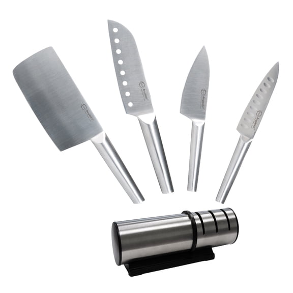 BergHOFF Straight 5Pc Stainless Steel Specialty Knife Set with 3-in-1 Sharpener
