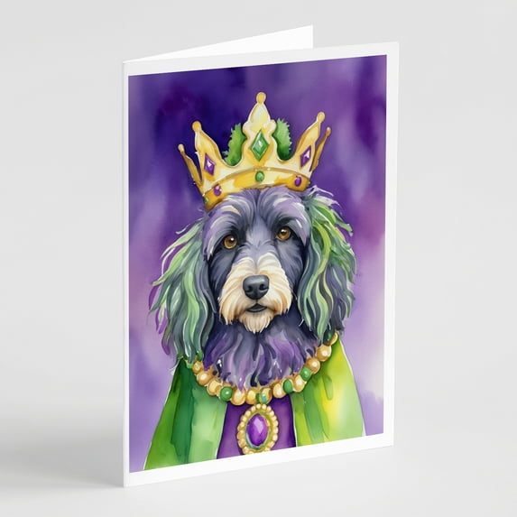 Bergamasco Sheepdog King of Mardi Gras Greeting Cards Pack of 8 7 in x 5 in
