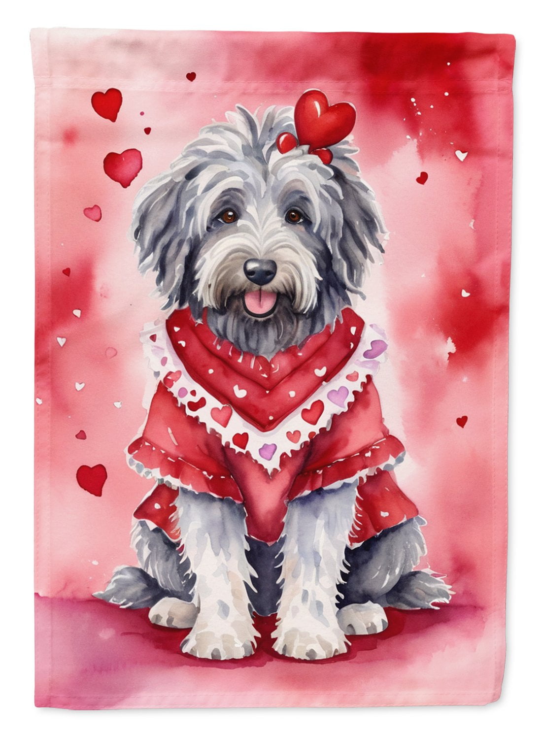 Bergamasco Sheepdog My Valentine House Flag 28 in x 40 in