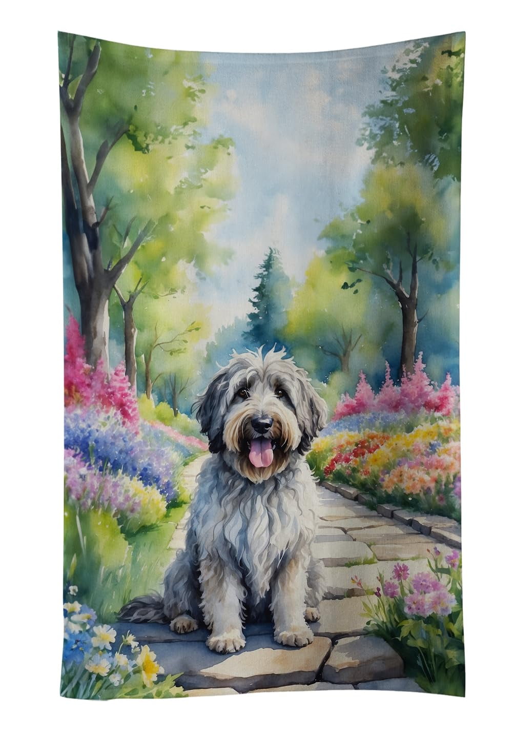 Bergamasco Sheepdog Spring Path Kitchen Towel 15 in x 25 in