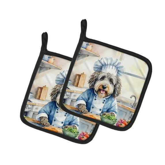 Bergamasco Sheepdog The Chef Pair of Pot Holders
