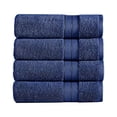 thumbnail image 1 of Bergamo 4 Piece Spun loft Towels with Stripe and Twill Weave The Urban Port,Dark Blue- Saltoro Sherpi, 1 of 2