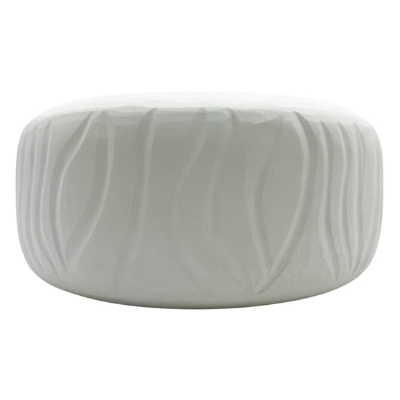 Bergamo Art 10" Decorative Handmade Glass Wavy Textured Round White Vase