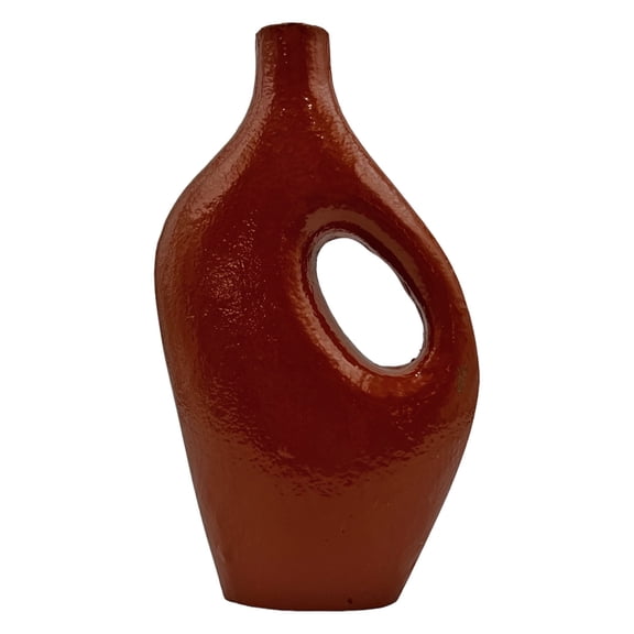 Bergamo Art 10" High Decorative Handmade Aluminum Jug Flower Vase in Terracotta