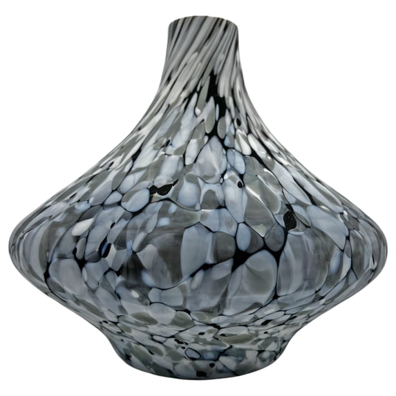 Bergamo Art 10" Wide Decorative Handmade Glass Patterned Lamp Vase-Grey