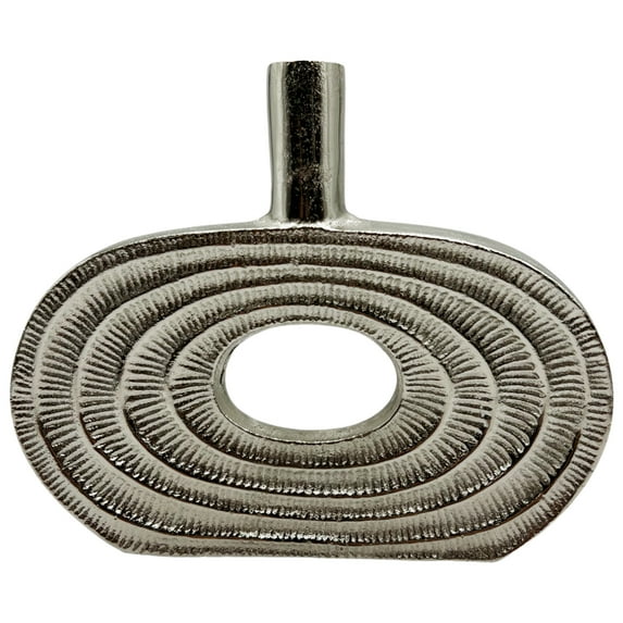 Bergamo Art 12" Decorative Handmade Aluminum Modern Oval Flower Vase in Nickel