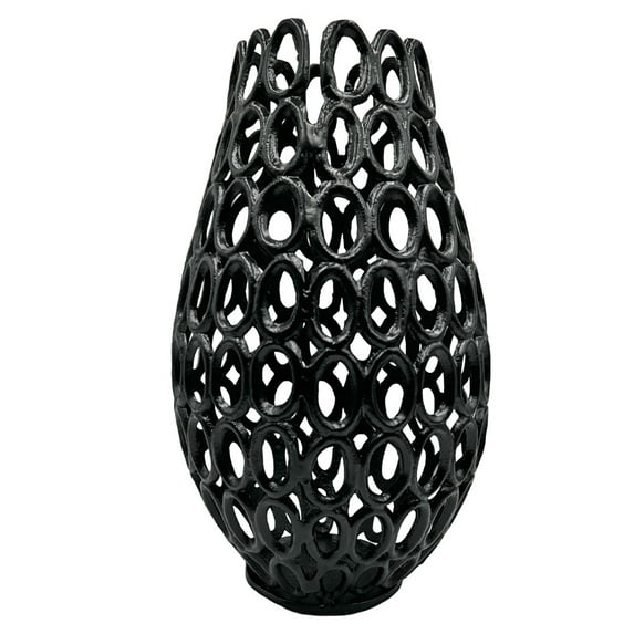 Bergamo Art 16 Inch Tall Decorative Handmade Aluminum Bud Flower Vase in Black