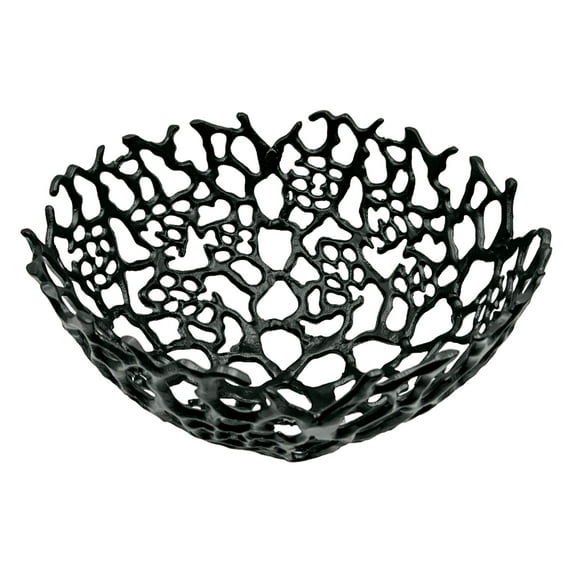 Bergamo Art 17" Decorative Handmade Aluminum Modern Bird Nest Bowl in Black