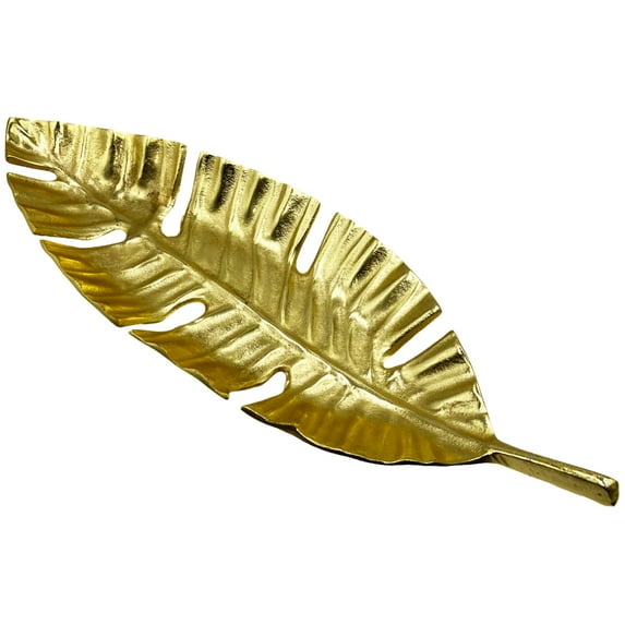 Bergamo Art 23 Inch Wide Decorative Handmade Aluminum Leaf Fruit Tray in Gold