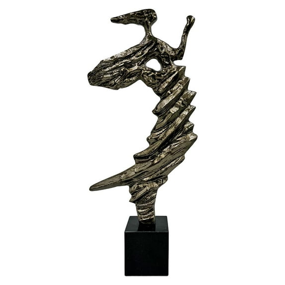 Bergamo Art 24 Inch Tall Handmade Aluminum and Marble Abstract Sculpture Bronze