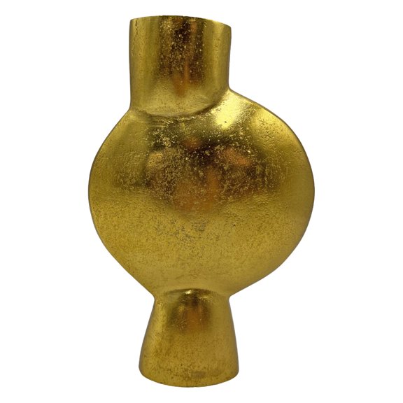 Bergamo Art 8.5" Decorative Handmade Aluminum Abstract Round Flower Vase in Gold
