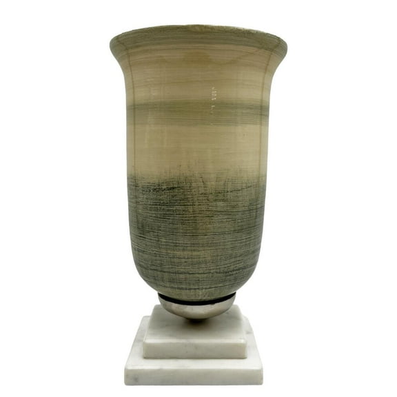 Bergamo Art Decorative Handmade Aluminum Glass Marble Cup Flower Vase in Green