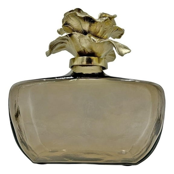 Bergamo Art Decorative Handmade Aluminum and Glass Perfume Bottle Sculpture Gold