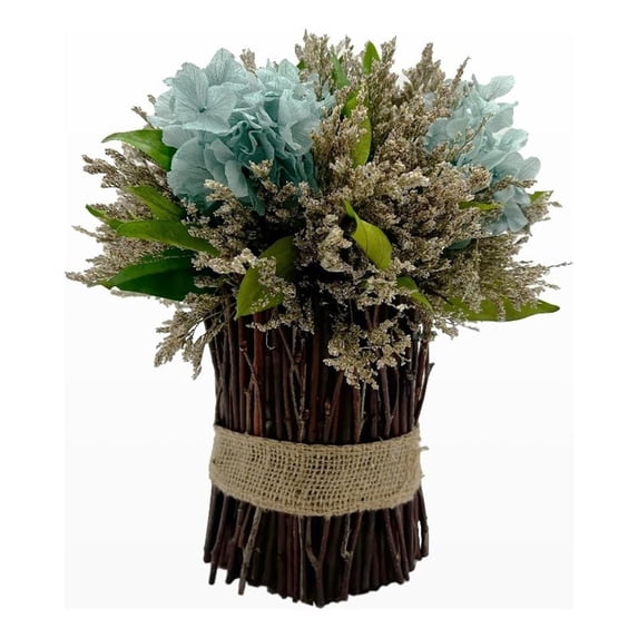Bergamo Art Preserved 10 Inch Decorative Hydrangea Standing Topiary Plant Green