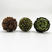 Bergamo Art Preserved PineCone and Oak Leaves Balls Bowl filler Decorative Orbs